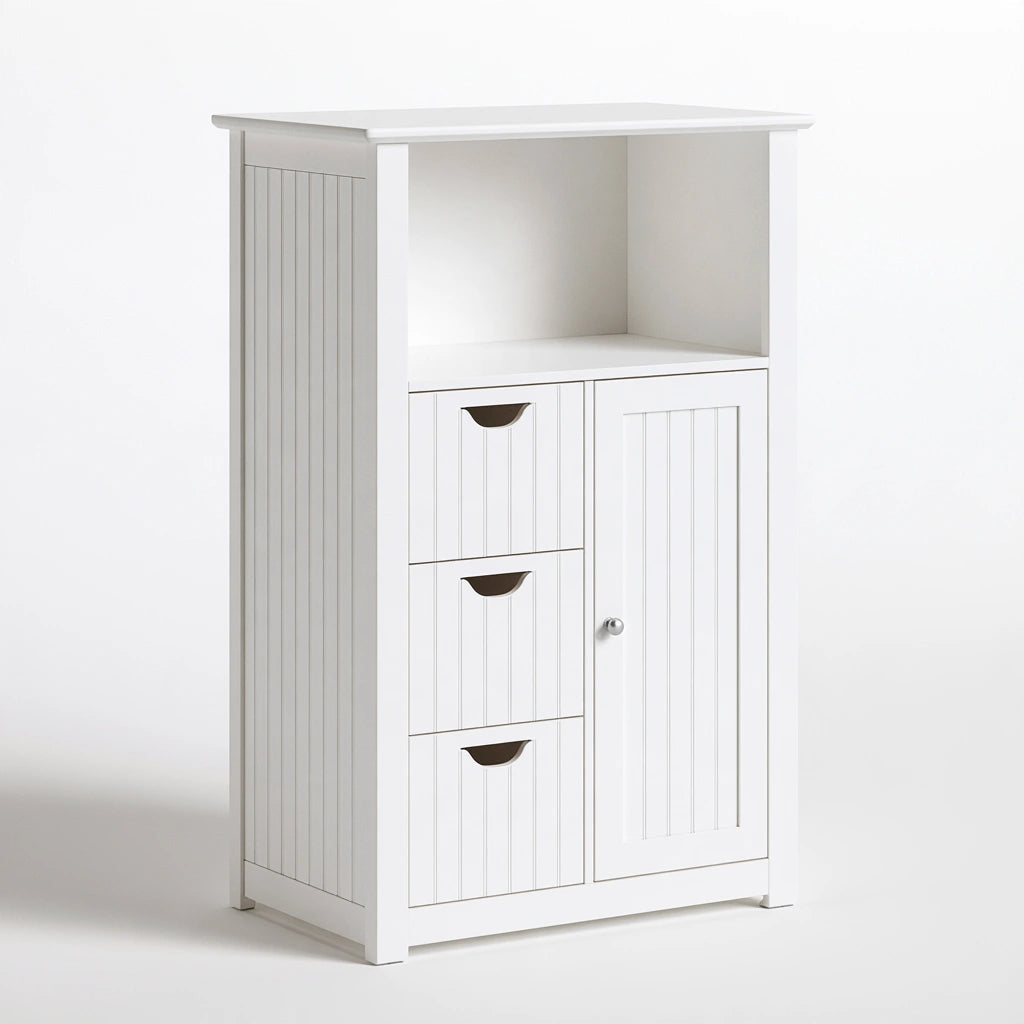Meuble de rangement en bois, coloris blanc