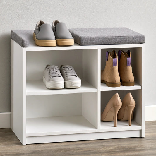 Organiseur à chaussures en tissu, coloris gris et blanc