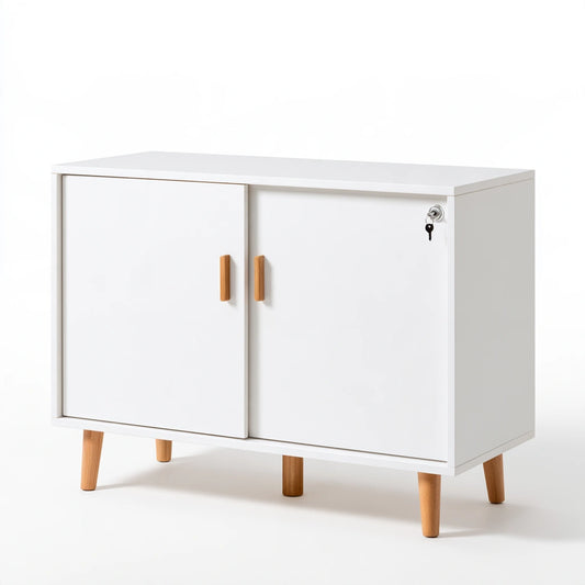 Meuble de rangement en bois, coloris blanc