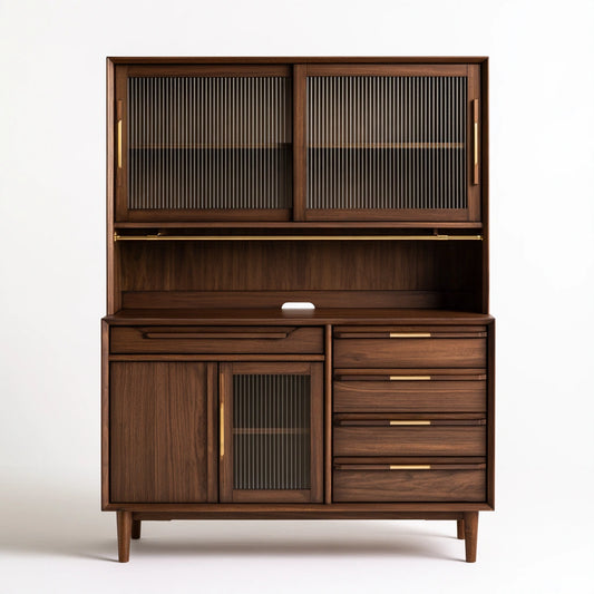 Vaisselier en bois en bois, coloris brun foncé
