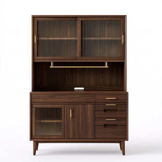 Vaisselier en bois en bois, coloris brun foncé